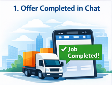 Ordre de transport marqué comme terminé et confirmé dans l’interface de chat ExusTrans